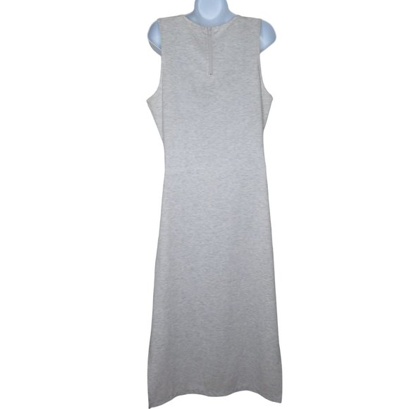 H&M Midi Sleeveless Tank Dress Light Gray Size Large Zip Knit Pullover Slit Leg - Picture 10 of 10